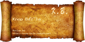 Knop Béla névjegykártya
